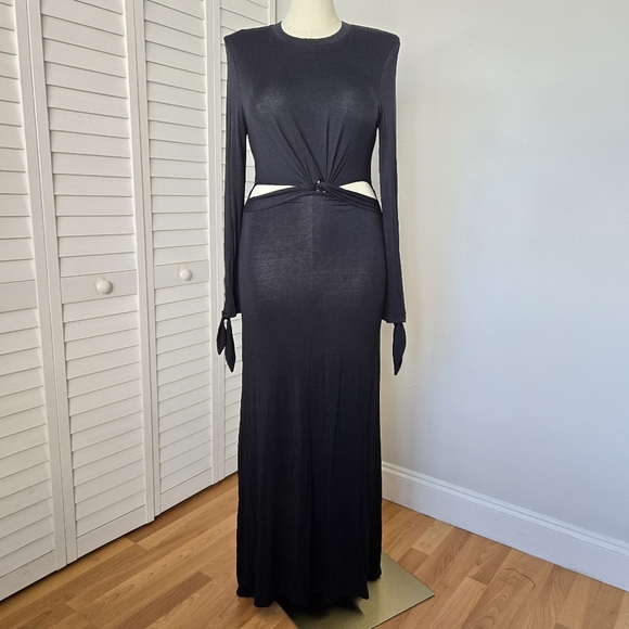ASOS Cutout Maxi Dress Women's‎ 12T Witchy Goth Vampire Morticia Adams Romantic - Picture 1 of 12